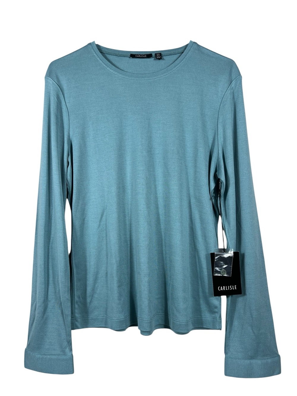 CARLISLE NWT silk and cashmere blend long slv crew neck top teal size XL